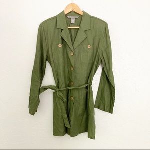 Green belted tunic linen blend Jessica Holbrook